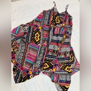 Women’s Multicolor Ethnic Print Midi Dress - No Brand